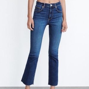 Zara Cropped Kick Flare Raw Hem Jeans 4
